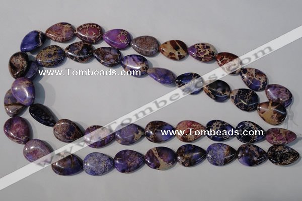 CDT714 15.5 inches 15*20mm flat teardrop dyed aqua terra jasper beads