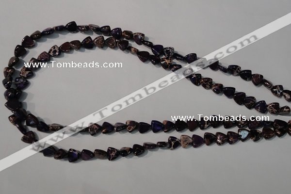 CDT719 15.5 inches 8*8mm triangle dyed aqua terra jasper beads