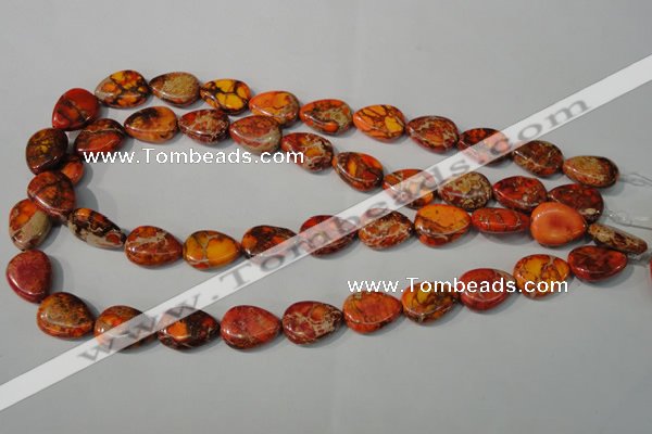 CDT754 15.5 inches 13*18mm flat teardrop dyed aqua terra jasper beads