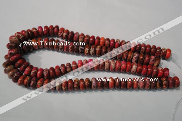 CDT775 15.5 inches 6*14mm rondelle dyed aqua terra jasper beads