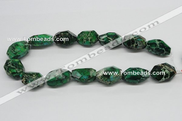 CDT79 15.5 inches 18*28mm faceted nuggets dyed aqua terra jasper beads