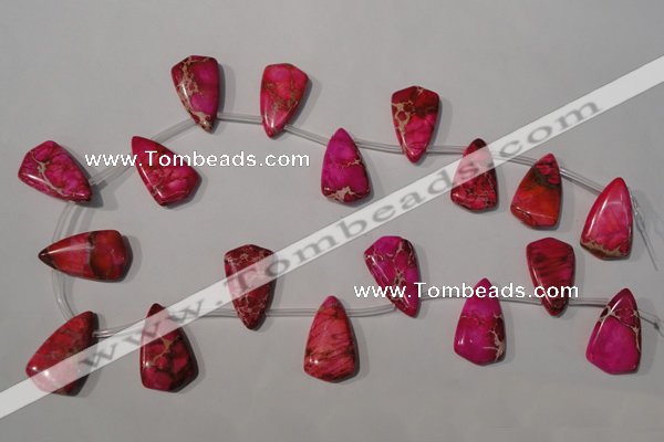 CDT798 Top-drilled 16*27mm flat teardrop dyed aqua terra jasper beads