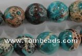 CDT806 15.5 inches 14mm round dyed aqua terra jasper beads wholesale