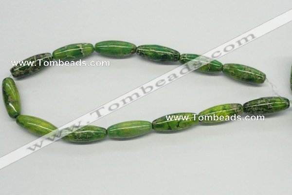 CDT89 15.5 inches 12*30mm rice dyed aqua terra jasper beads