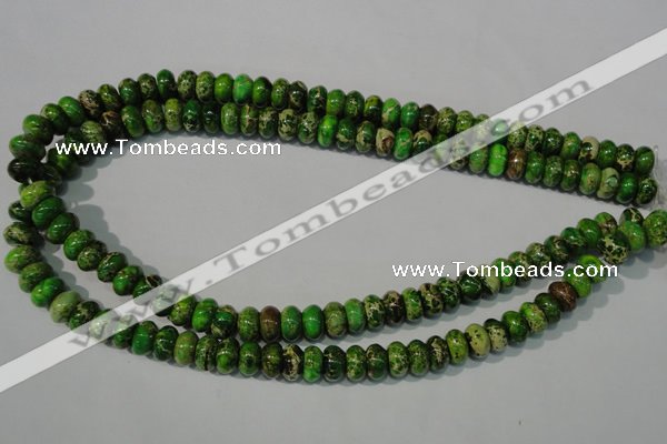 CDT927 15.5 inches 6*10mm rondelle dyed aqua terra jasper beads