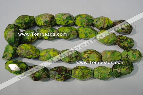 CDT933 15.5 inches 19*30mm faceted nuggets dyed aqua terra jasper beads