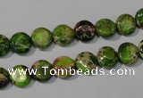 CDT935 15.5 inches 8mm flat round dyed aqua terra jasper beads