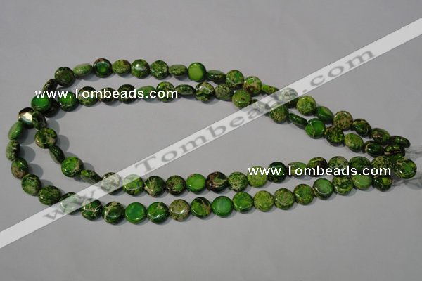 CDT936 15.5 inches 10mm flat round dyed aqua terra jasper beads