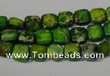 CDT944 15.5 inches 8*8mm square dyed aqua terra jasper beads