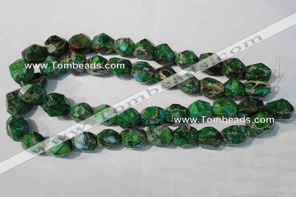 CDT964 15.5 inches 14*17mm faceted nuggets dyed aqua terra jasper beads