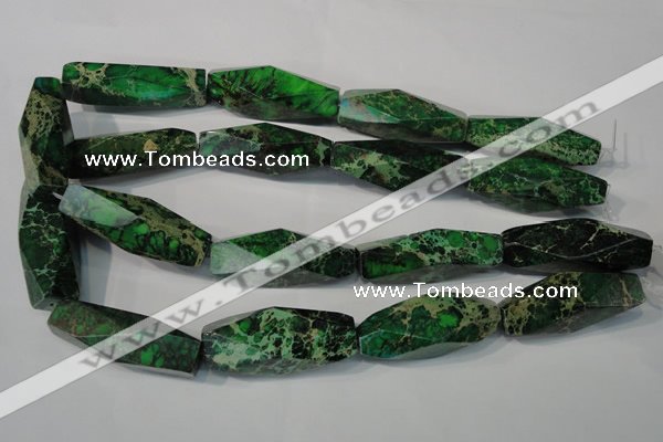 CDT965 15.5 inches 15*45mm faceted rice dyed aqua terra jasper beads