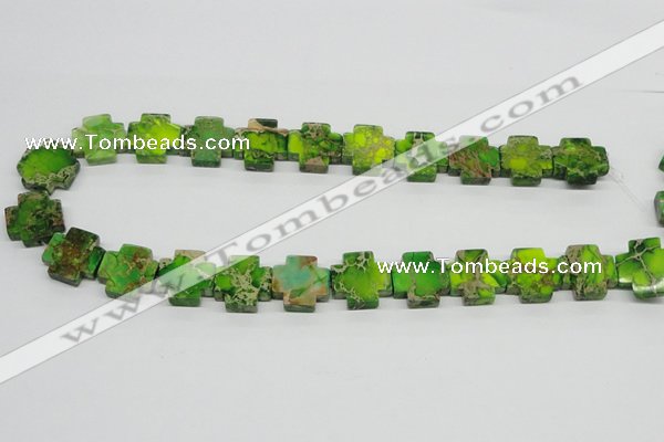 CDT97 15.5 inches 18*18mm cross dyed aqua terra jasper beads