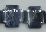 CDU05 15.5 inches 25*25mm cross natural blue dumortierite beads