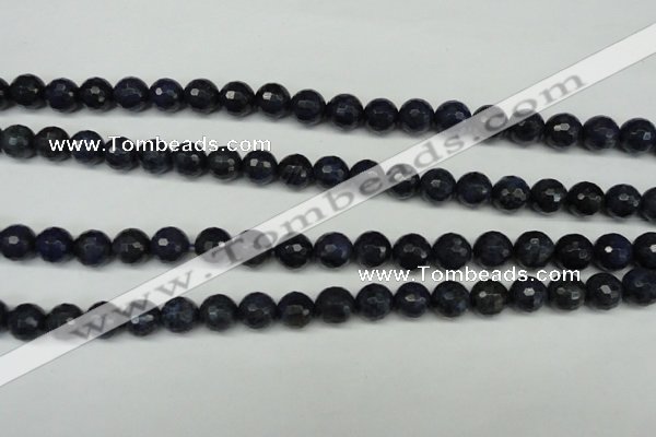 CDU112 15.5 inches 8mm faceted round blue dumortierite beads