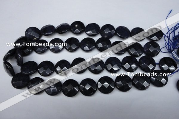 CDU126 15.5 inches 20mm faceted coin blue dumortierite beads