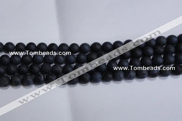 CDU204 15.5 inches 12mm round matte blue dumortierite beads