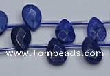 CDU219 Top drilled 8*12mm faceted flat teardrop blue dumortierite beads