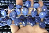 CDU220 Top drilled 13*18mm faceted flat teardrop blue dumortierite beads