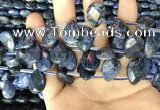 CDU222 Top drilled 10*14mm faceted briolette dumortierite beads