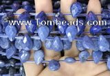 CDU223 Top drilled 10*14mm faceted briolette dumortierite beads