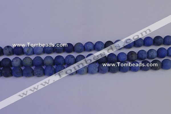 CDU303 15.5 inches 10mm round matte blue dumortierite beads