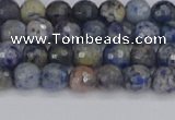 CDU308 15.5 inches 4mm faceted round blue dumortierite beads