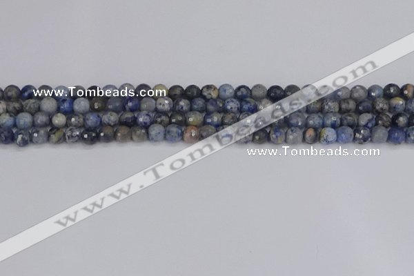 CDU308 15.5 inches 4mm faceted round blue dumortierite beads