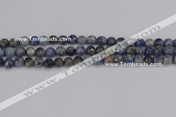 CDU310 15.5 inches 8mm faceted round blue dumortierite beads