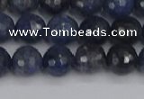 CDU317 15.5 inches 8mm faceted round blue dumortierite beads