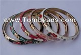 CEB04 5pcs 6mm width gold plated alloy with enamel bangles wholesale