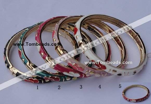 CEB04 5pcs 6mm width gold plated alloy with enamel bangles wholesale