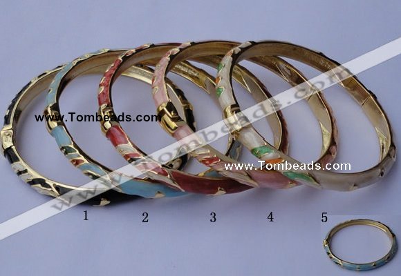 CEB05 5pcs 6mm width gold plated alloy with enamel bangles wholesale