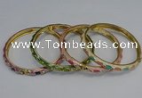 CEB114 6mm width gold plated alloy with enamel bangles wholesale