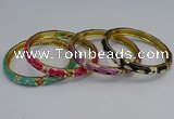 CEB116 7mm width gold plated alloy with enamel bangles wholesale