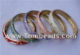 CEB15 5pcs 10mm width gold plated alloy with rhinestone & enamel bangles