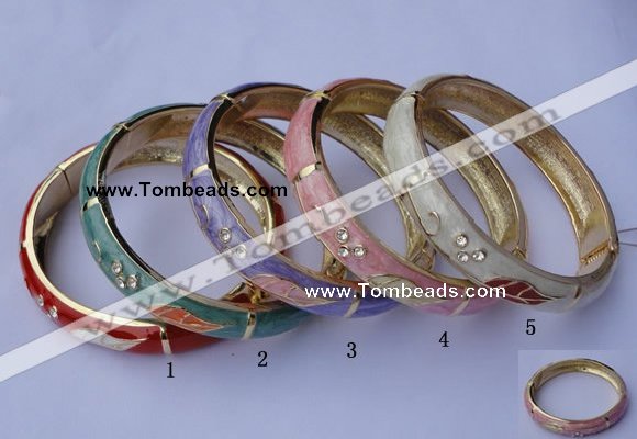 CEB15 5pcs 10mm width gold plated alloy with rhinestone & enamel bangles