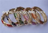 CEB16 5pcs 13.5mm width gold plated alloy with rhinestone & enamel bangles