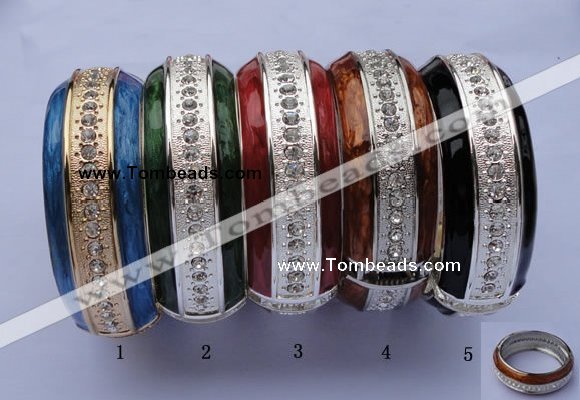 CEB17 5pcs 24.5mm width silver plated alloy with rhinestone & enamel bangle