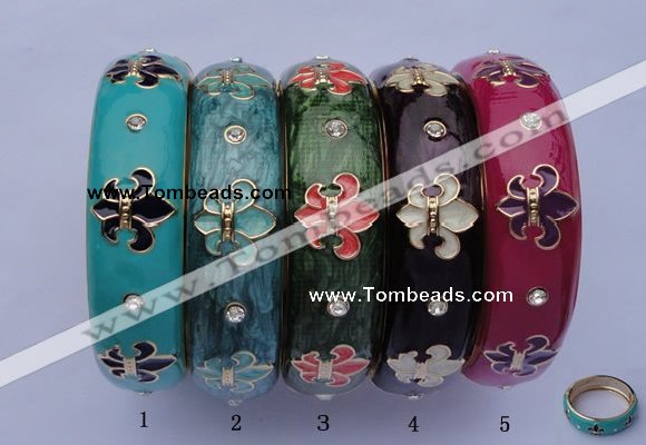 CEB19 5pcs 18mm width gold plated alloy with rhinestone & enamel bangles