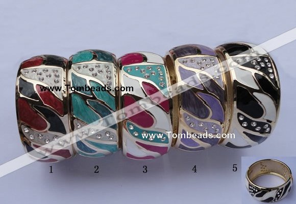 CEB20 5pcs 31mm width gold plated alloy with rhinestone & enamel bangles