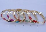 CEB28 5pcs 7mm width gold plated alloy with enamel bangles