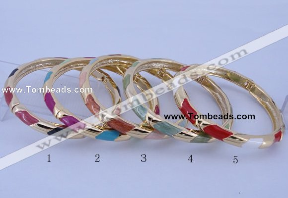 CEB28 5pcs 7mm width gold plated alloy with enamel bangles