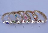 CEB34 5pcs 12mm width gold plated alloy with enamel rhinestone & bangles