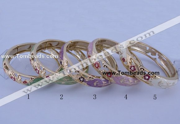 CEB38 5pcs 14mm width gold plated alloy with enamel rhinestone & bangles