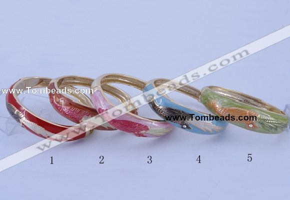 CEB42 5pcs 17mm width gold plated alloy with enamel rhinestone & bangles