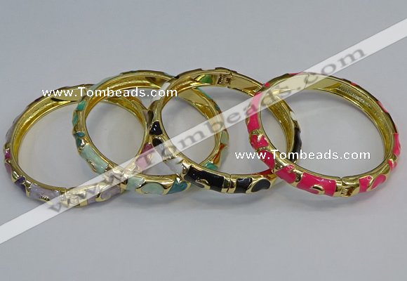 CEB51 7mm width gold plated alloy with enamel bangles wholesale