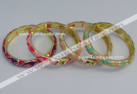 CEB52 7mm width gold plated alloy with enamel bangles wholesale