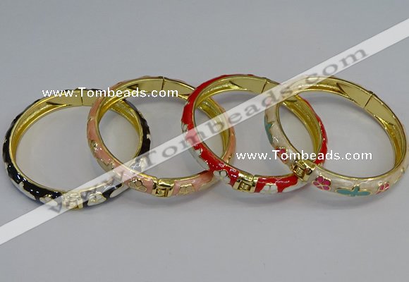 CEB56 7mm width gold plated alloy with enamel bangles wholesale