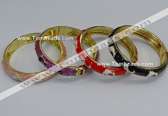 CEB63 9mm width gold plated alloy with enamel bangles wholesale