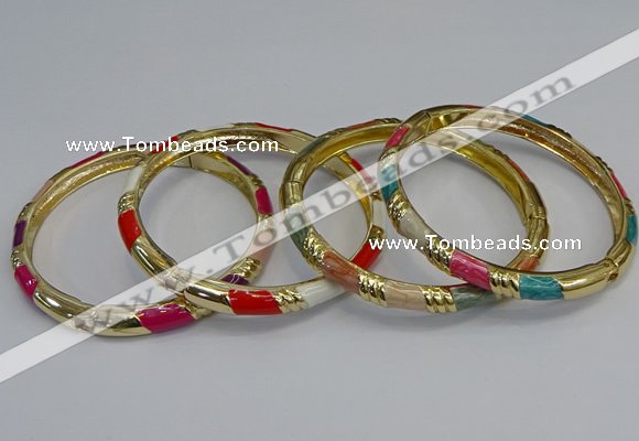 CEB73 6mm width gold plated alloy with enamel bangles wholesale